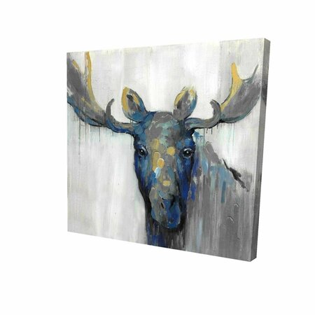 BEGIN HOME DECOR 32 x 32 in. Blue Moose-Print on Canvas 2080-3232-AN22-1